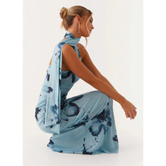 Women Floral Print Long Dress | Tube Dress | Summer | Strapless Dress With Scarf