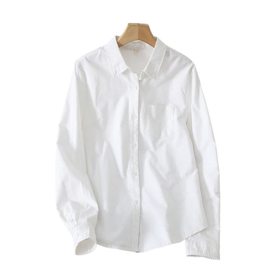 Women Plain White Oxford Shirt | Button Up Office Dress Shirt