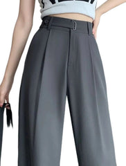 Women Basic Cotton Wide Trousers | Minimalist Loose Casual Office Pants
