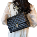 Women’s Vintage Quilted Jumbo Leather Shoulder Bag | Classic Flap Crossbody Bag | Long Chain Handbag