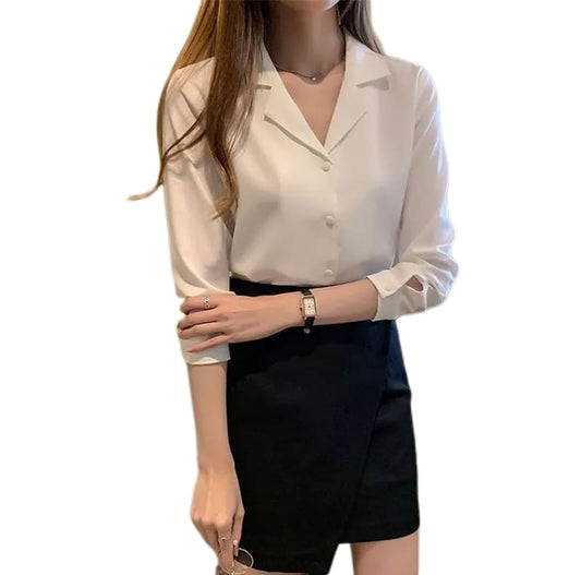 Women Button Down Blouse Shirt | Office Wear Long Sleeve Top