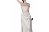 Women Vintage Midi Satin Dress | Elegant Spaghetti Strap Dress