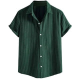 Men's Striped Cotton Shirt | Short Sleeves Button Down Shirt