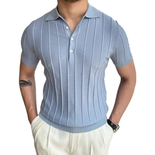 Classic Men’s Pleated Polo Cotton Shirt | Casual Short Sleeve Pullover