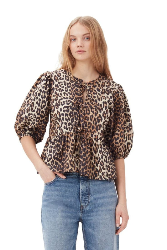 Women Puff Sleeves with Bow Top | Cheetah Print