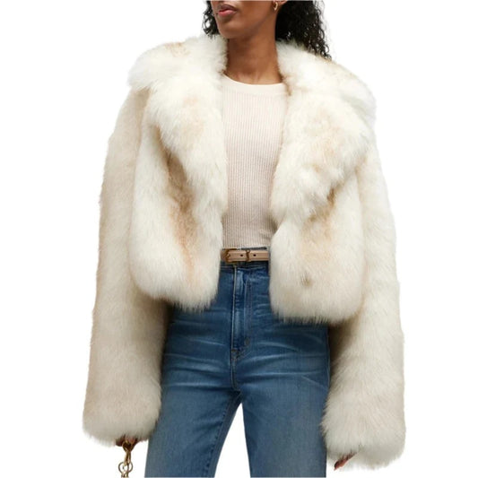 Women Cropped Fluffy Fur Jacket | Fur Coat