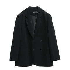 Women Oversized Blazer | Double-Breasted Mid-length Coat
