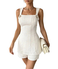 Women White Bow Backless Top with Shorts Set | Party Wear