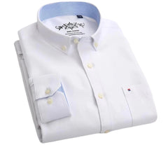 Plain Oxford Long-Sleeve Shirt Men | Office Shirt | Slim Fit Single Pocket Shirt