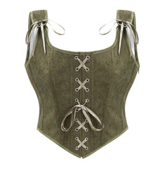 Women Victorian Vintage Corset | Front Lace Up Tank Top | Goth Lace Up Corset