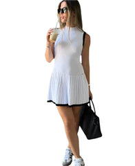 Women Knitted Sport Dress | Tennis Dress | Sleeveless High Waist Casual Sporty Dress