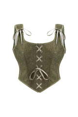 Women Victorian Vintage Corset | Front Lace Up Tank Top | Goth Lace Up Corset