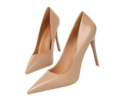 Women High Heel Pumps | Scarpins Metallic Leather Stiletto
