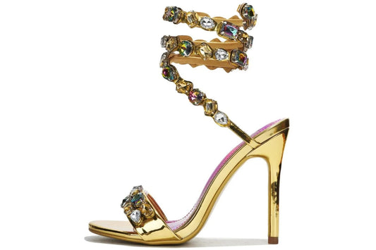 Women Luxury Crystal Embellished Snake Heels | Sandals | Stiletto High Heels | Gladiator Sandals | Summer Heels | Wedding | Party