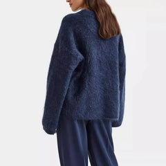 Women Casual Fuzzy Sweater | Pullover | Loose  Knitted Sweater | Vintage Streetwear | Long Sleeve | Warm