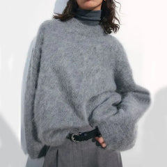 Women Casual Fuzzy Sweater | Pullover | Loose  Knitted Sweater | Vintage Streetwear | Long Sleeve | Warm