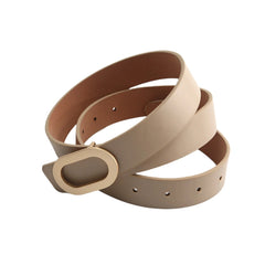 Women Leather Oval Buckle Belt | Needle Hole Adjustable