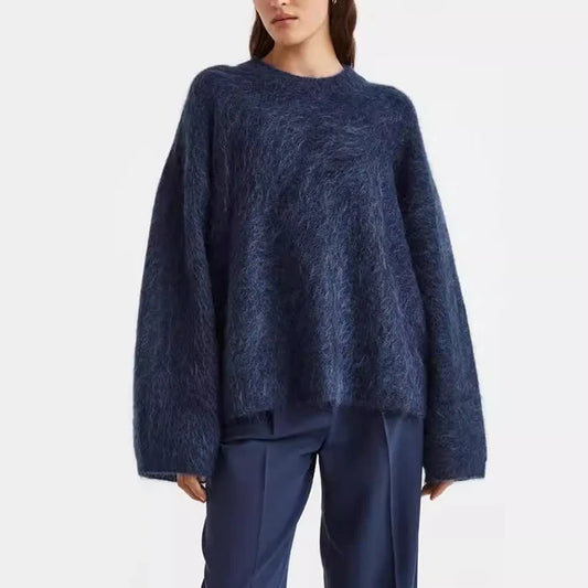 Women Casual Fuzzy Sweater | Pullover | Loose  Knitted Sweater | Vintage Streetwear | Long Sleeve | Warm