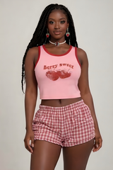 Women Summer Tank Top | Vintage Print | Crop Top | Tee