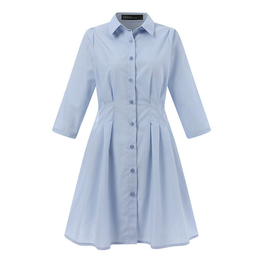 Women Pleated High Waisted Dress | Single Breasted Casual A-Line Mini Dress