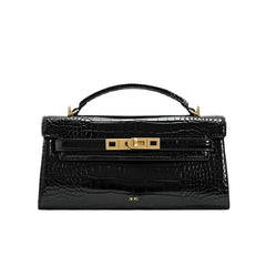 Women Leather Top Handle Bag | Crocodile Pattern Handbag | Crossbody Bag