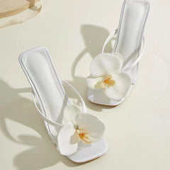 Women Square Toe Flower Heels | Flora | Sandals | Summer | Vacation