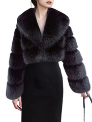 Women Fluffy Cropped Fur Coat | Winter Street Style Fur Jacket