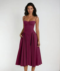 Women Pleated Sling Summer Dress