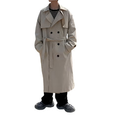Trench Coat Male Streetwear | Business Casual Loose Long Overcoat | Windbreaker Trench Coat