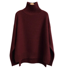Women Cashmere Sweater | High Neck Thick Wool Pullover