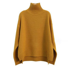 Women Cashmere Sweater | High Neck Thick Wool Pullover