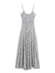 Women Polka Dot Print Maxi Dress | Spaghetti Strap | V-Neck