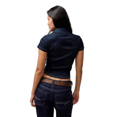 Women Retro High Waisted Top | Denim Top | Y2k