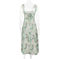 Women Floral Print Long Dress | Corset Dress | Casual Party Dress
