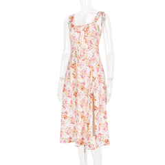 Women Floral Print Long Dress | Corset Dress | Casual Party Dress