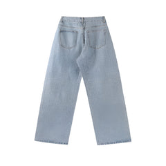 Women Shiny Rhinestone Denim Pants | Wide Leg Straight Jeans | Diamond Jeans | Y2k