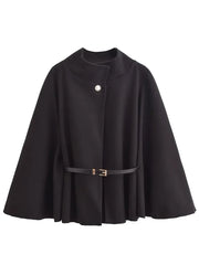 Women Batwing Sleeve Coat | Waist Cinching Poncho | Thick | Warm | Single Buckle